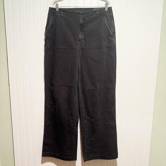GAP Loose Fit Khaki Pants Black Wide Leg Size 12 Tall - Picture 2 of 6